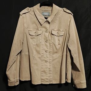 Torrid Twill Peplum Jacket Brown Size 3/3X/22-24